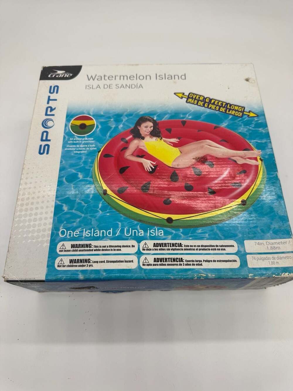 Crane Sports Watermelon Island Size 74in. Diameter Pool Float